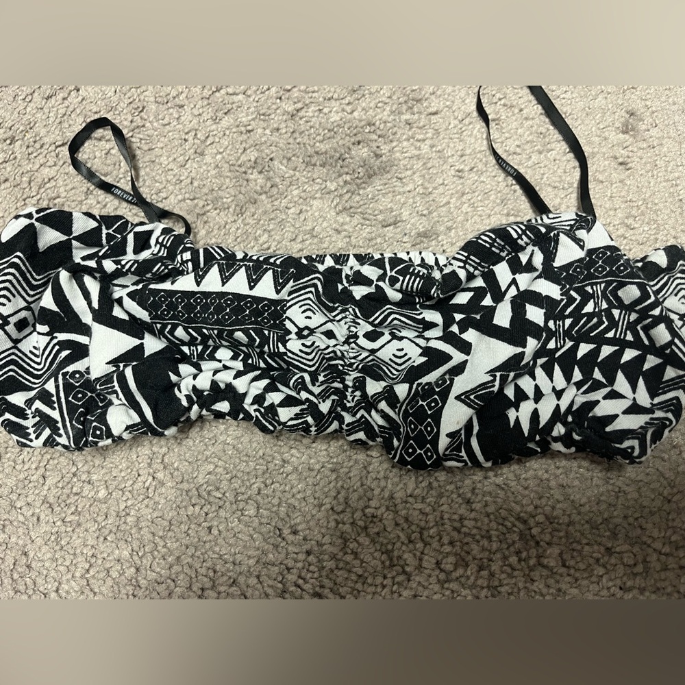 Forever 21 Black and White Patterned Bandeau